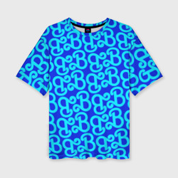 Женская футболка oversize 3D Логотип Барби - синий паттерн