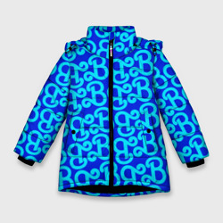 Зимняя куртка для девочек 3D Логотип Барби - синий паттерн