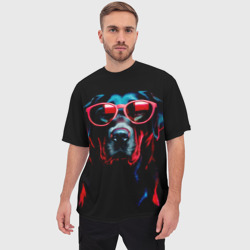 Мужская футболка oversize 3D Лабрадор в красных солнцезащитных очках - фото 2