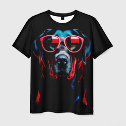 Мужская футболка 3D Лабрадор в красных солнцезащитных очках