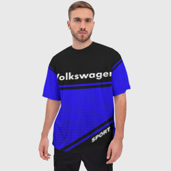 Мужская футболка oversize 3D Volkswagen sport blue - фото 2