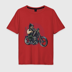 Мужская футболка хлопок Oversize Biker red sun