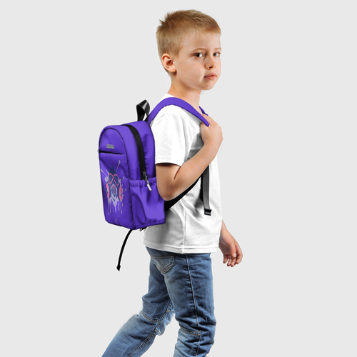 Детский рюкзак 3D с принтом Противогаз и Брызги чернил, вид сзади #1