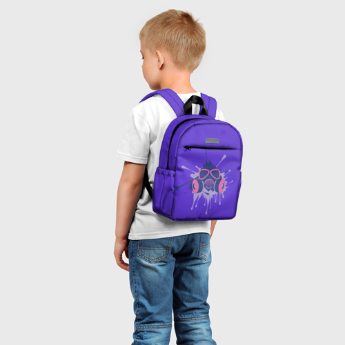 Детский рюкзак 3D с принтом Противогаз и Брызги чернил, фото на моделе #1