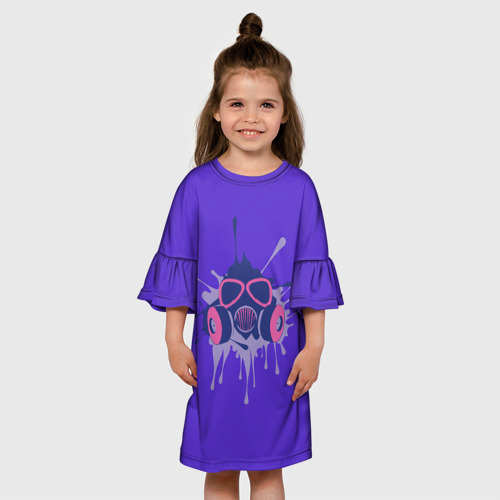 Детское платье 3D с принтом Противогаз и Брызги чернил, вид сбоку #3