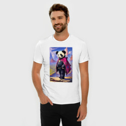 Мужская футболка хлопок Slim Панда в стране чудес - нейросеть - фото 2