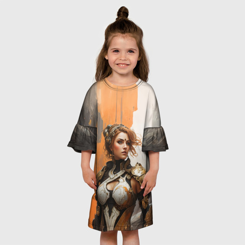 Детское платье 3D с принтом Боевая валькирия, вид сбоку #3