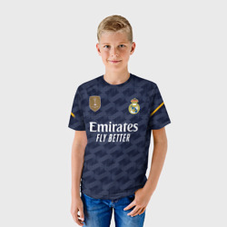 Футболка с принтом Беллингем Реал Мадрид форма 23-24 гостевая для ребенка, вид на модели спереди №2. Цвет основы: белый