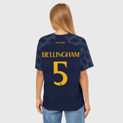 Женская футболка oversize 3D Беллингем Реал Мадрид форма 23-24 гостевая - фото 2