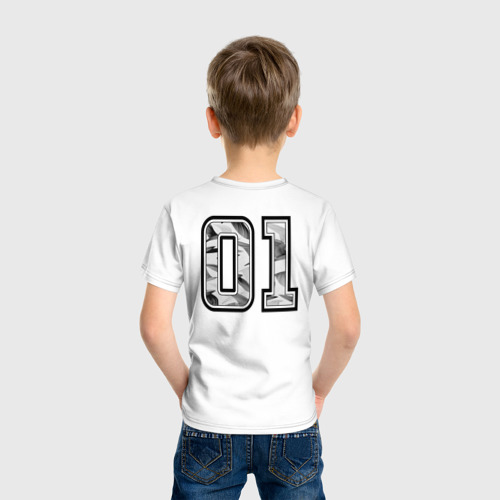 Детская футболка хлопок с принтом Год рождения номер регион 01, вид сзади #2