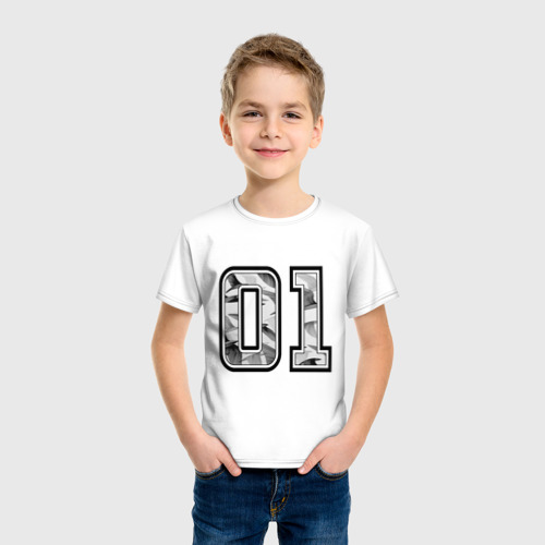 Детская футболка хлопок с принтом Год рождения номер регион 01, фото на моделе #1