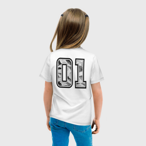 Детская футболка хлопок с принтом Год рождения номер регион 01, вид сзади #2