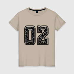 Женская футболка хлопок Год рождения номер регион 02