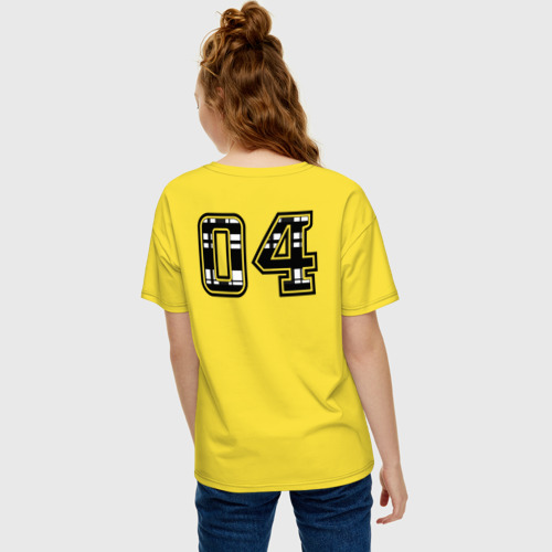 Женская футболка хлопок Oversize Год рождения номер регион 04, цвет желтый - фото 4
