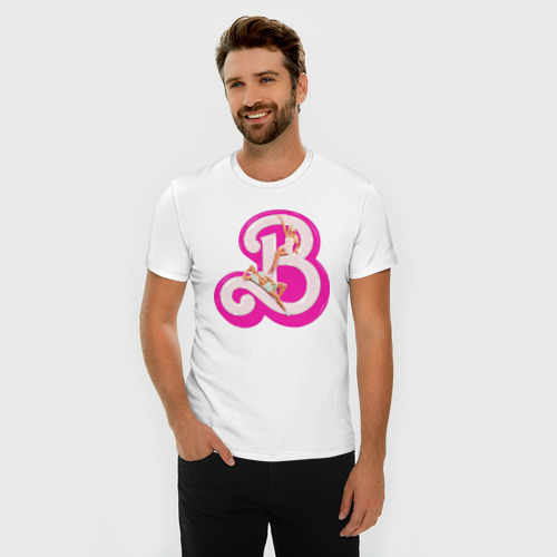 Мужская футболка хлопок Slim Барби и Кен, цвет белый - фото 3