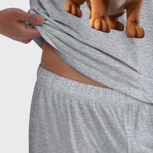 Мужская пижама хлопок с принтом Щенок коричнево-белой масти в ошейнике, фото #4