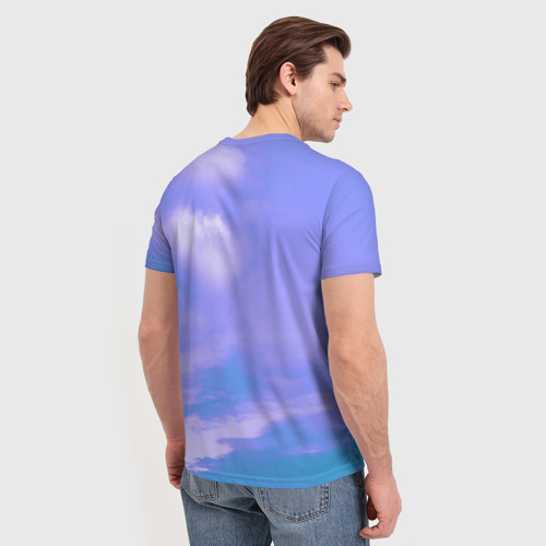 Мужская футболка 3D с принтом Сиреневое небо, вид сзади #2