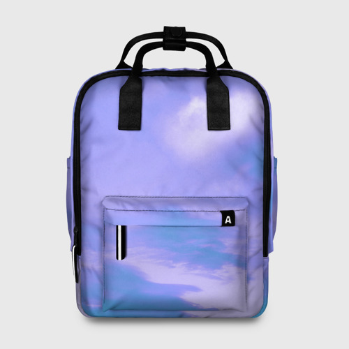 Женский рюкзак 3D с принтом Сиреневое небо, вид спереди #2