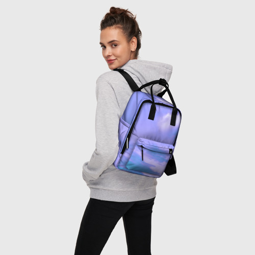 Женский рюкзак 3D с принтом Сиреневое небо, вид сбоку #3