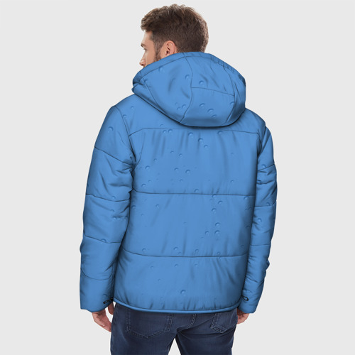 Мужская зимняя куртка 3D с принтом Дождевые капли, вид сзади #2