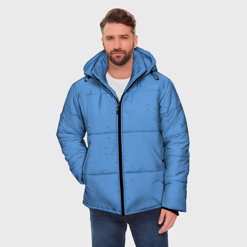 Мужская зимняя куртка 3D с принтом Дождевые капли, фото на моделе #1