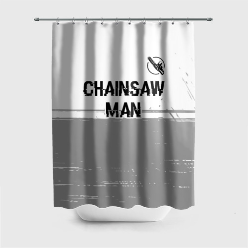 Штора 3D для ванной Chainsaw Man glitch на светлом фоне: символ сверху