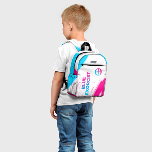 Детский рюкзак 3D Blue Exorcist neon gradient style: надпись, символ - фото 3