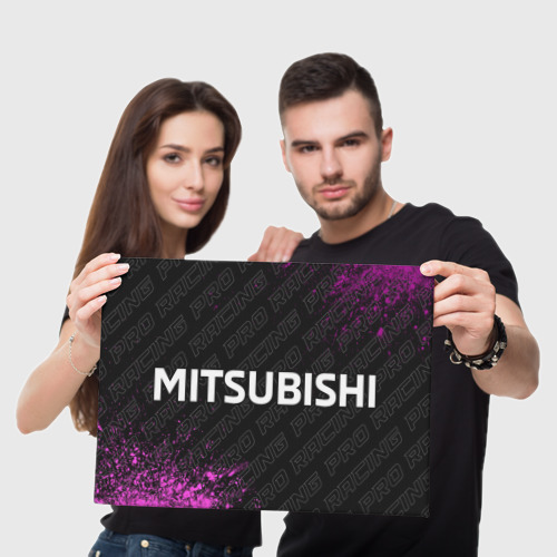 Холст прямоугольный Mitsubishi pro racing: надпись и символ, цвет 3D печать - фото 5