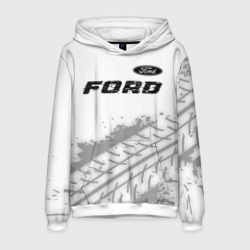 Мужская толстовка 3D Ford Speed на светлом фоне со следами шин: символ сверху