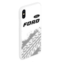 Чехол для iPhone XS Max матовый Ford Speed на светлом фоне со следами шин: символ сверху - фото 2