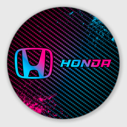 Круглый коврик для мышки Honda - neon gradient: надпись и символ