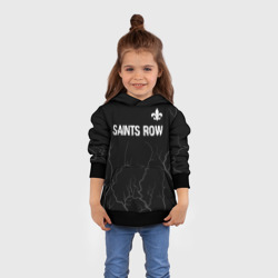 Толстовка с принтом Saints Row glitch на темном фоне: символ сверху для ребенка, вид на модели спереди №3. Цвет основы: черный