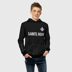 Толстовка с принтом Saints Row glitch на темном фоне: символ сверху для мужчины, вид на модели спереди №4. Цвет основы: черный