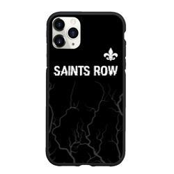 Чехол для iPhone 11 Pro Max матовый Saints Row glitch на темном фоне: символ сверху