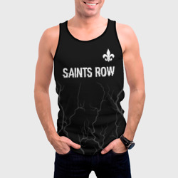 Мужская майка 3D Saints Row glitch на темном фоне: символ сверху - фото 2