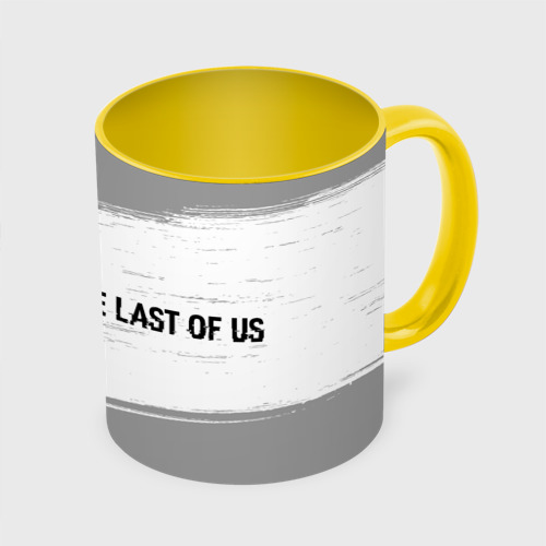 Кружка с полной запечаткой с принтом The Last Of Us glitch на светлом фоне: надпись и символ, вид сбоку #3