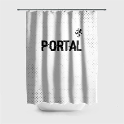 Штора 3D для ванной Portal glitch на светлом фоне: символ сверху