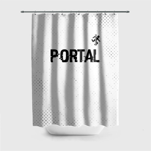 Штора 3D для ванной Portal glitch на светлом фоне: символ сверху