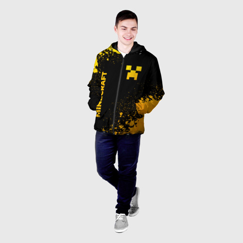 Мужская куртка 3D с принтом Minecraft - gold gradient: надпись, символ, фото на моделе #1