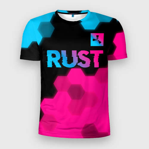 Мужская футболка 3D Slim Rust - neon gradient: символ сверху, цвет 3D печать