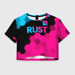 Женская футболка Crop-top 3D Rust - neon gradient: символ сверху