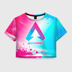 Женская футболка Crop-top 3D Apex Legends neon gradient style