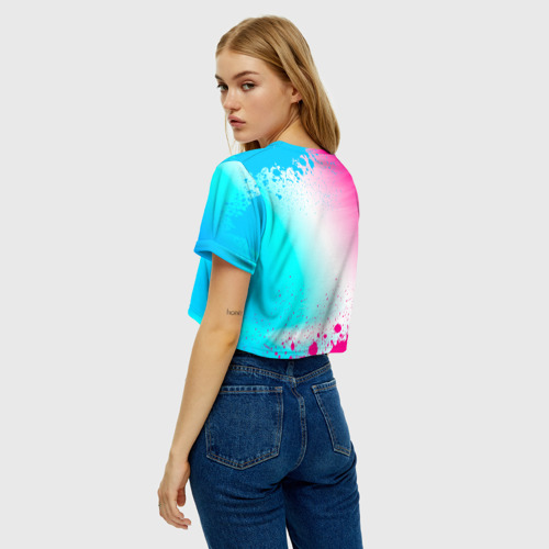 Женская футболка Crop-top 3D Apex Legends neon gradient style, цвет 3D печать - фото 5