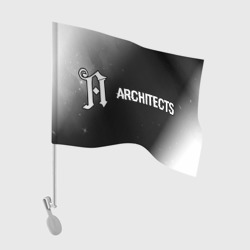 Флаг для автомобиля Architects glitch на темном фоне: надпись и символ