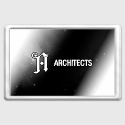 Магнит 45*70 Architects glitch на темном фоне: надпись и символ