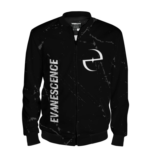 Мужской бомбер 3D Evanescence glitch на темном фоне: надпись, символ, цвет черный