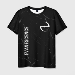 Мужская футболка 3D Evanescence glitch на темном фоне: надпись, символ