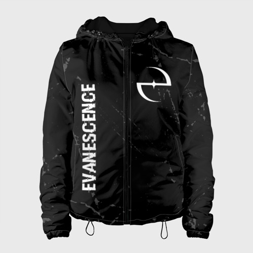 Женская куртка 3D Evanescence glitch на темном фоне: надпись, символ, цвет черный