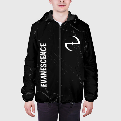 Мужская куртка 3D Evanescence glitch на темном фоне: надпись, символ, цвет 3D печать - фото 4
