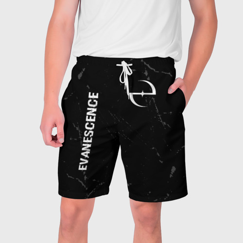 Мужские шорты 3D Evanescence glitch на темном фоне: надпись, символ, цвет 3D печать